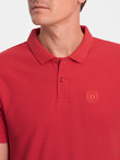 Men's pique knit polo shirt - dark red V14 S1374