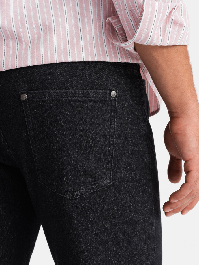 Klasyczne męskie spodnie jeansowe REGULAR FIT – czarne V2 OM-PADP-0152