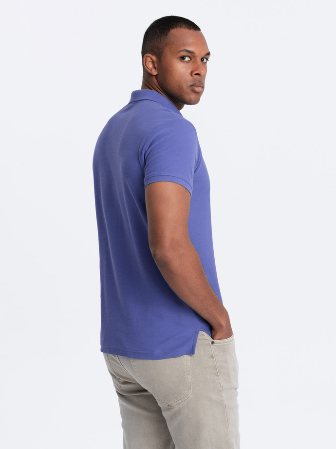 BASIC men's single color pique knit polo shirt - purple V12 OM-POBS-0100