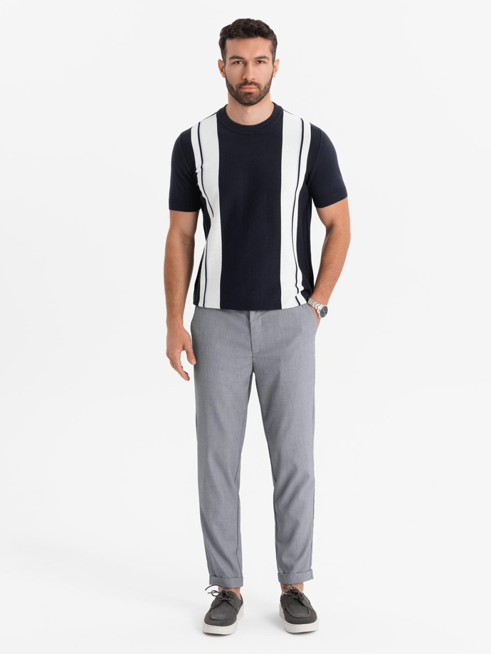 Men's REGULAR FIT chino pants with elastic waistband - gray V2 OM-PACP-0157
