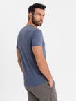 Men's BASIC classic cotton T-shirt with a serape neckline - blue melange V18 OM-TSBS-0237