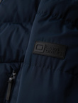 Men's jacket with asymmetrical quilting and hood - navy blue V4 OM-JAHP-0304