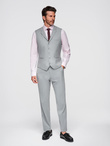 Men's suit vest with collar - light grey V1 OM-BLZV-0109