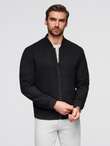 Men's quilted jacket with high zipped hood - black V1 OM-JAHP-0238