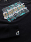 Men's printed sweatshirt worn over the head - black V3 OM-SSPS-0156