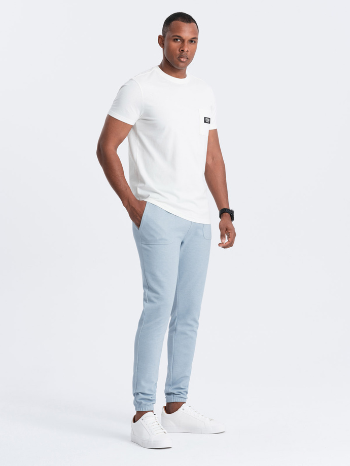 Men's structured knit sweatpants - light blue V4 OM-PASK-0211