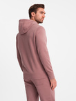 Komplet męski dresowy BASIC bluza kangurka + joggery – ciemnoróżowy V4