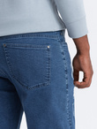 Washable men's TAPER FIT denim pants with rubbing - blue V2 OM-PADP-0163