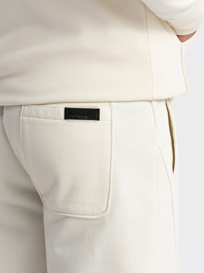 Dresowy męski komplet BASIC bluza rozpinana + joggery – kremowy V5 Z86