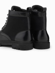 Buty męskie trapery z wysoką cholewką z łączonych materiałów – czarne V1 OM-FOBO-0174