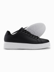 Men's eco leather sneakers shoes with thick sole - black V5 OM-FOSL-0166