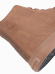 Men's high-top sneakers with matte texture and embossed logo - light brown V3 OM-FOTH-0185