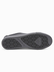 Casual one-color men's sneakers with combined materials - gray V5 OM-FOCS-0105