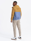 Lightweight colorful men's sports jacket with fleece - blue-mustard V8 OM-JANP-0194