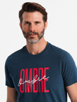 Men's cotton t-shirt with double logo - navy blue V3 OM-TSPT-0210 