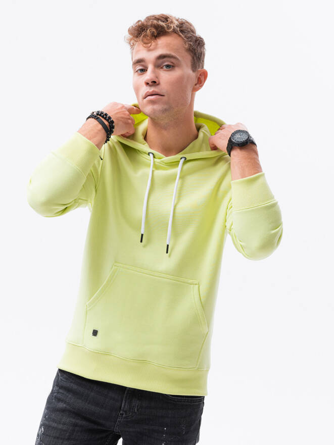 Bluza męska z kapturem BASIC - limonkowa V8 OM-SSBN-0120