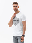 T-shirt męski bawełniany z nadrukiem - biały V1 S1753