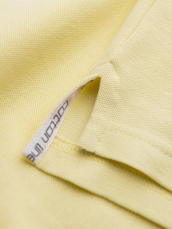 BASIC men's single color pique knit polo shirt - yellow V15 OM-POBS-0100