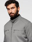 Men's biker jacket with pockets and collar - grey V3 OM-JALP-0157