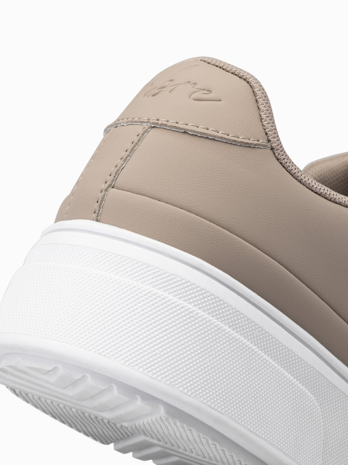 Męskie buty sneakersy z ekoskóry na grubej podeszwie – popielate V1 OM-FOSL-0166
