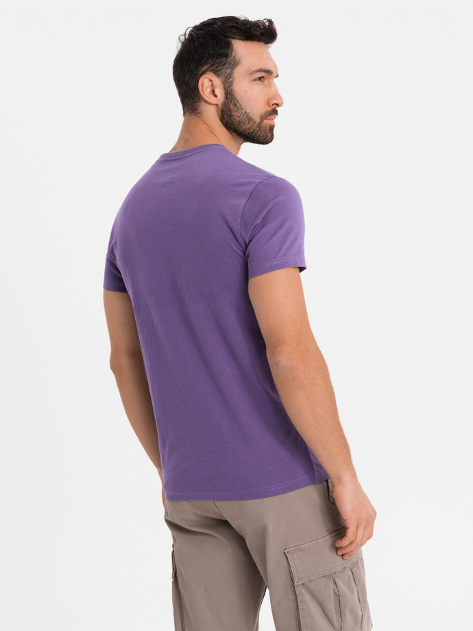 Męski klasyczny bawełniany T-shirt BASIC - fioletowy V13 OM-TSBS-0236