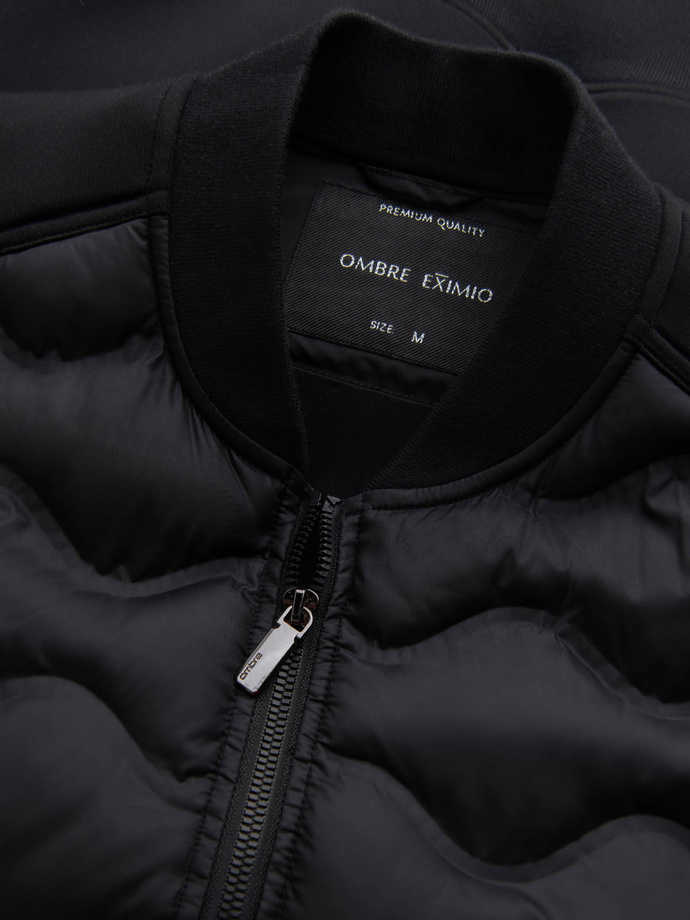 Men's quilted bomber jacket - black V1 OM-JALP-0141