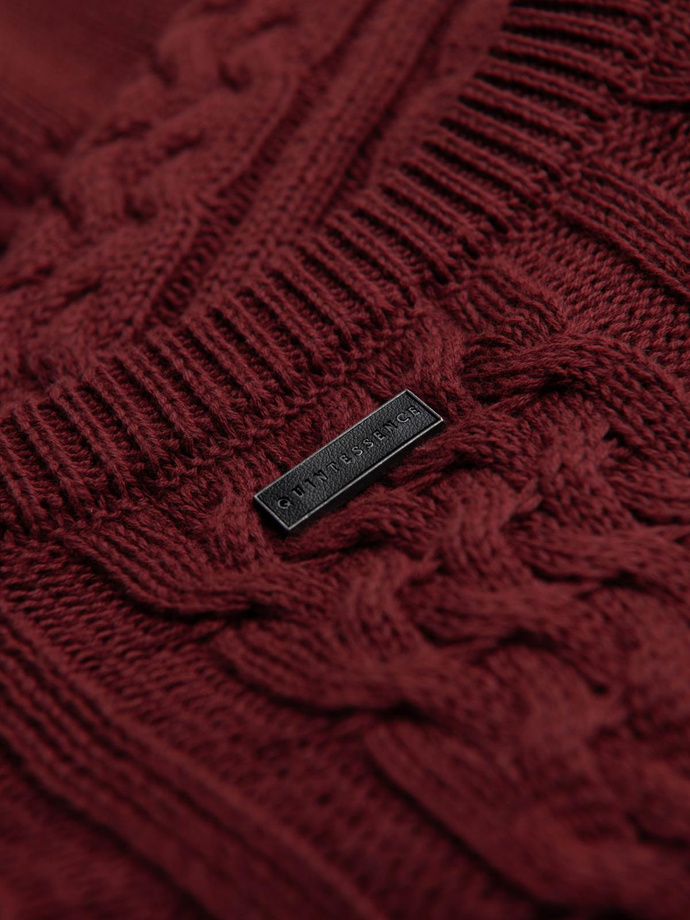 Elegant men's sweater with interesting weave - maroon V6 OM-SWSW-0173