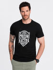 T-shirt męski z nadrukiem w stylu motocyklowym – czarny V1 OM-TSPT-0125