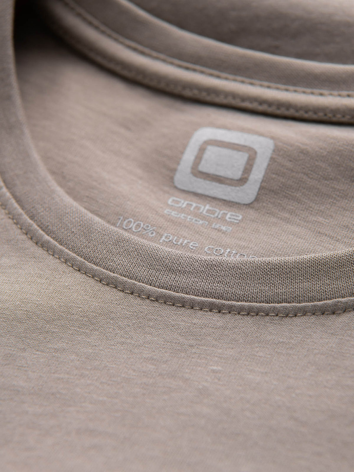 Men's printed cotton t-shirt - light brown V3 S1735