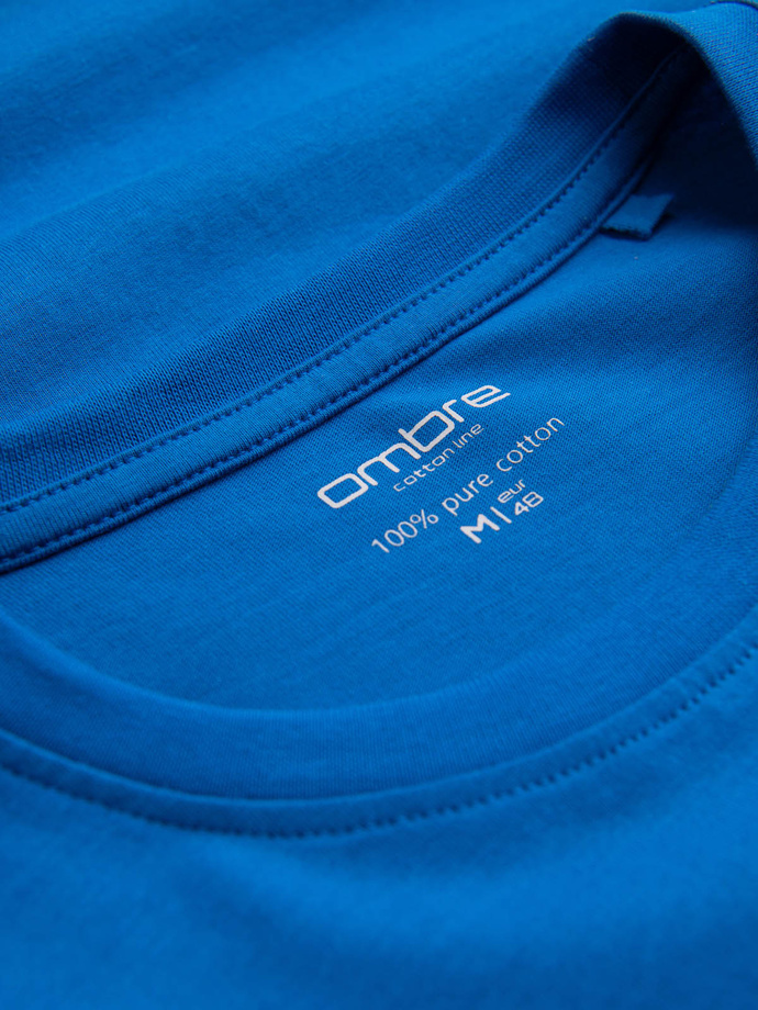Men's BASIC longsleeve with round neckline - blue V9 OM-LSBL-0106