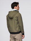 Men's lightweight jacket with hood and mesh lining - olive V2 C640