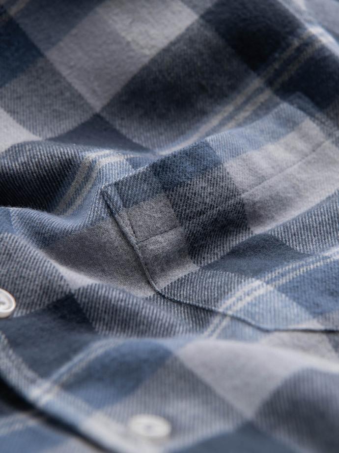 Men's plaid flannel shirt - blue-gray V1 OM-SHCS-0150