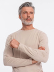 Men's BASIC longsleeve with round neckline - beige V8 OM-LSBL-0106