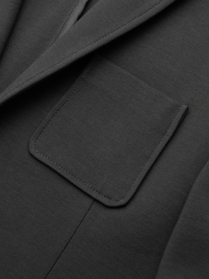 Men's SLIM knit jacket with subtle texture - graphite V1 OM-BLZB-0101