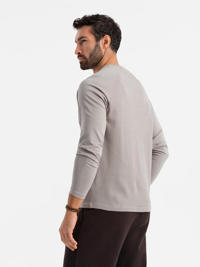 Men's longsleeve with "waffle" texture - ash V7 OM-LSCL-0109