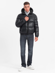 Męska ciepła kurtka puffer ze ściągaczami – czarna V1 OM-JAHP-0207