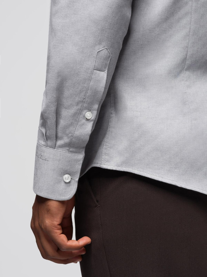 Men's SLIM FIT shirt in decorative fabric - gray V2 OM-SHCS-0175