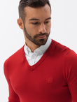 Sweter męski z białym kołnierzykiem - czerwony V4 E120