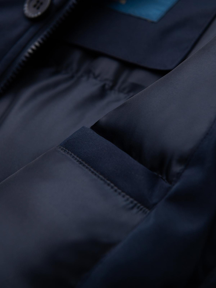 Men's quilted jacket with jacket cut - black V3 OM-JALP-0188