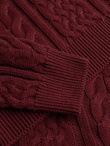 Elegancki sweter męski z ciekawym splotem –  bordowy V6 OM-SWSW-0173