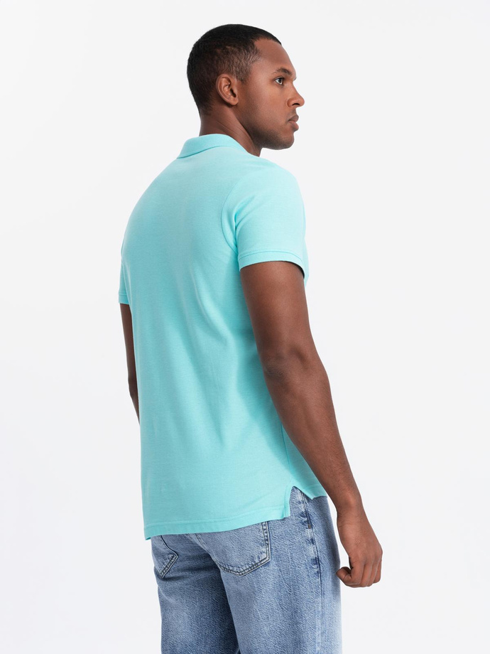 Men's BASIC single color pique knit polo shirt - mint V18 OM-POBS-0100