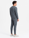 Dresowy męski bawełniany komplet BASIC bluza nierozpinana + joggery – grafitowy V11 Z84
