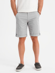 Men's classic chino shorts with rolled up leg - grey V12 OM-SRCS-0197