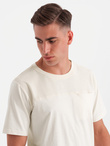 Męski t-shirt z kieszonką LOOSE FIT – biały V8 OM-TSCT-0171