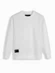Bluza męska RELAXED FIT z tłoczonymi literami – ecru V2 OM-SSNZ-0164