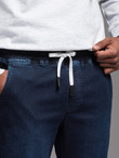 Męskie jeansowe joggery z lampasami – ciemnoniebieskie V4 OM-PADJ-0156