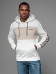 Men's cotton hoodie with contrasting elements - white V1 OM-SSNZ-0225