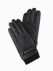 Men's eco suede gloves with welt - black V1 OM-ACGL-0112