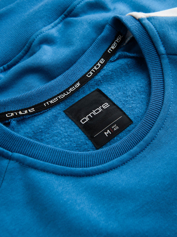 Tri-color men's sweatshirt with raglan sleeves - blue V4 OM-SSNZ-22FW-003 