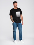 Męski t-shirt bawełniany z graficznym printem  – czarny V2 OM-TSPT-0246